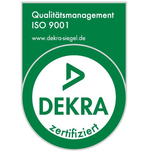ISO 9001 Qualitätsmanagement Siegel von der DEKRA zertifiziert