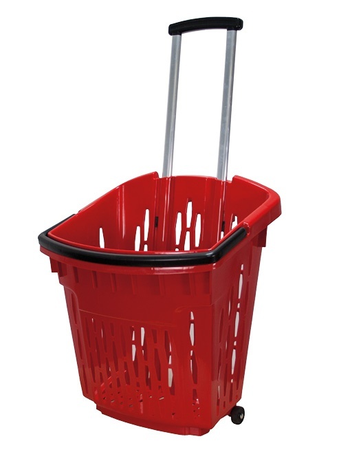 Roter Rollerbasket / Einkaufskorb mit Rollen / mobiler Einkaufskorb